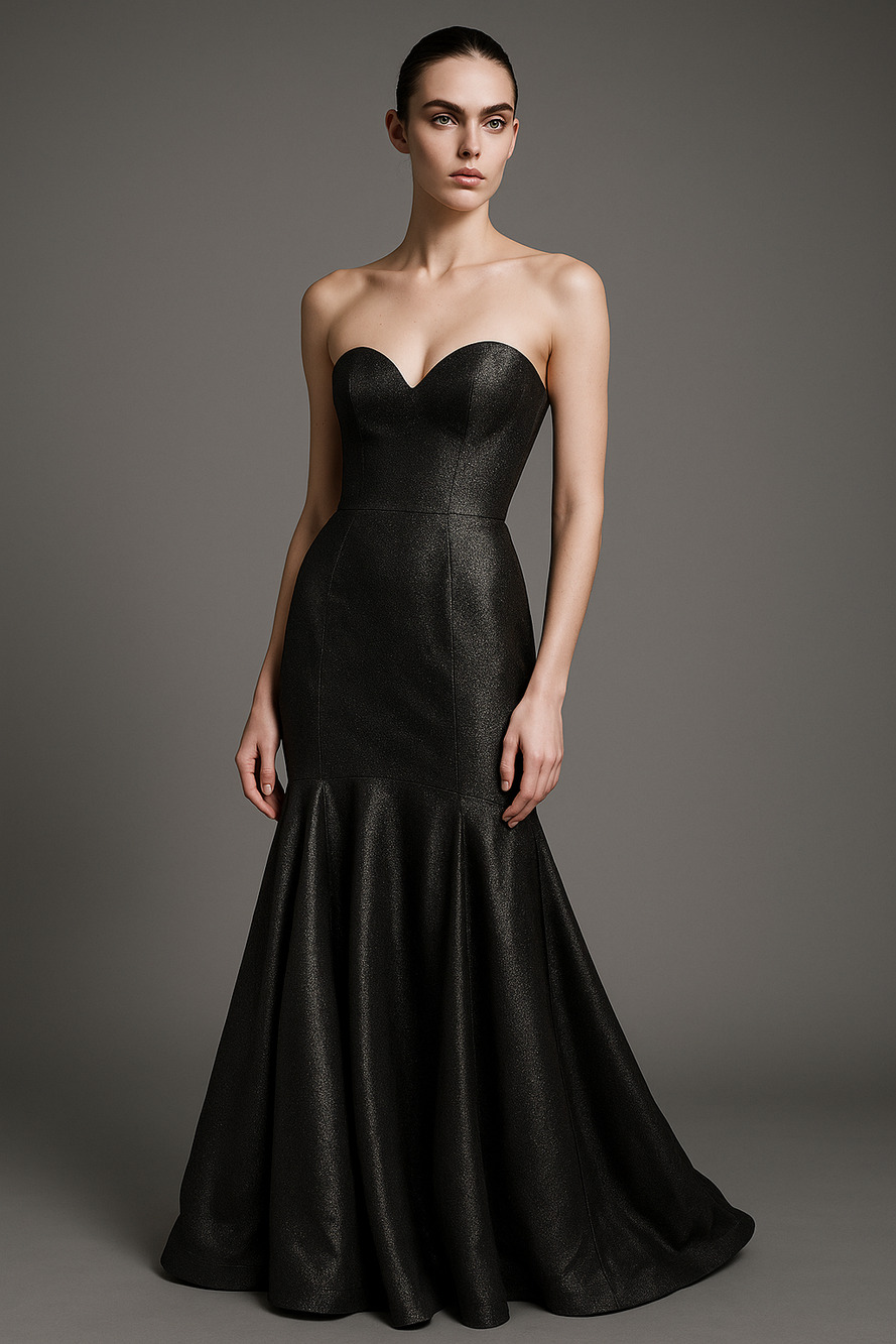Ashley Lauren Black Metallic Mermaid Gown Size 0 Formal Prom Dress NWT